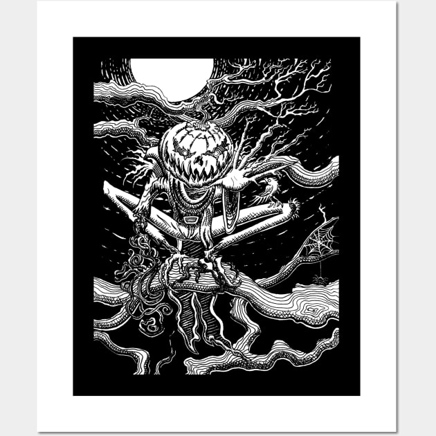 pumpkin head Jack o lantern scarecrow Halloween Wall Art by Moonjelly88